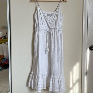 LOFT Silver + Gold Striped Camisole Midi Dress